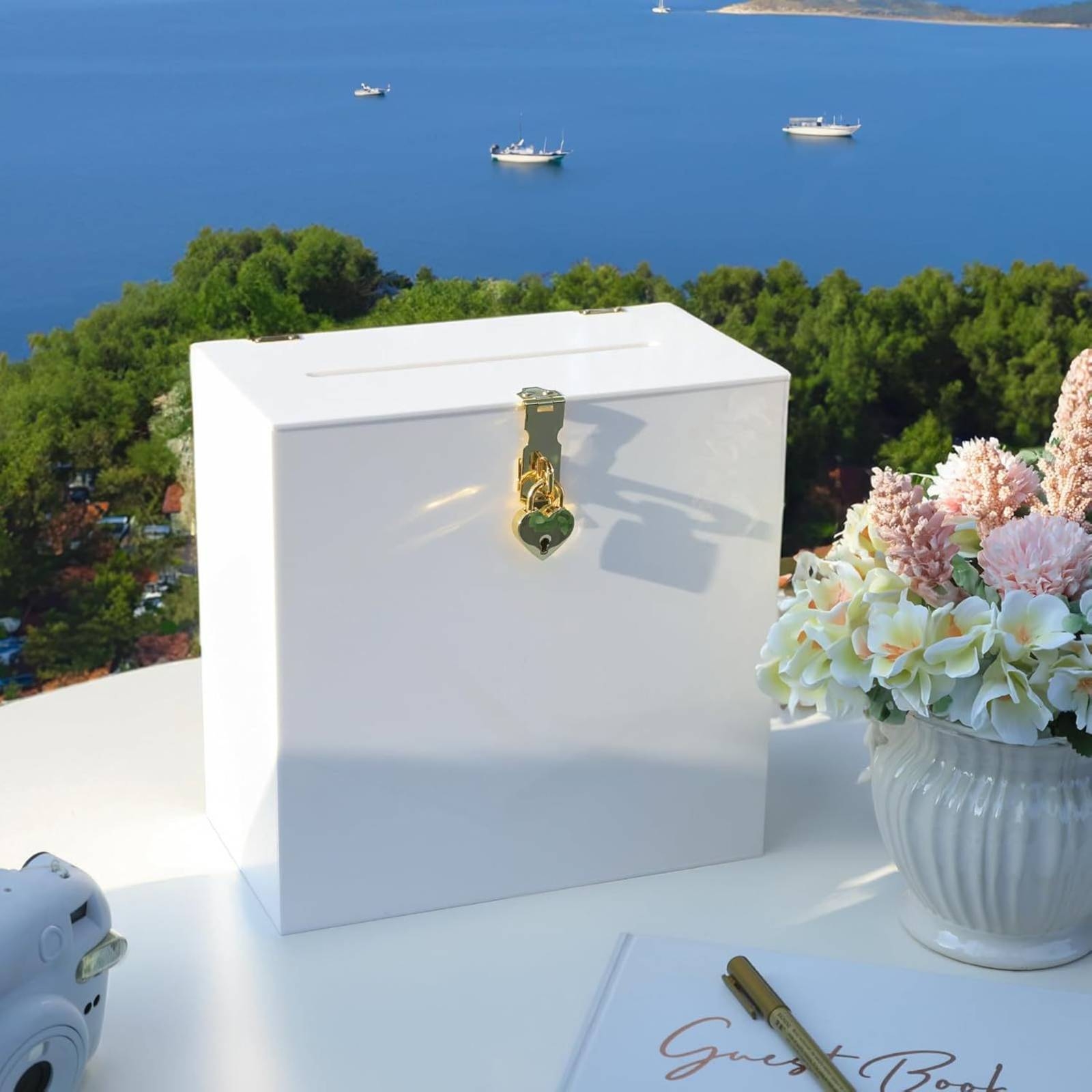 Heart Lock Card Box Easy to As - Wedding Card Box 评论和价格