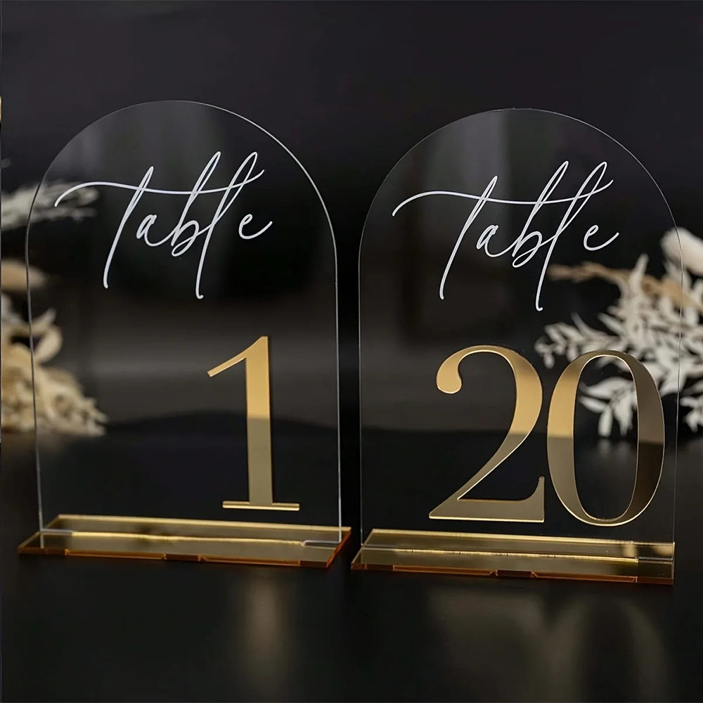 Custom 1 and 10pcs clear Acryl - Table Number Gold 评论和价格
