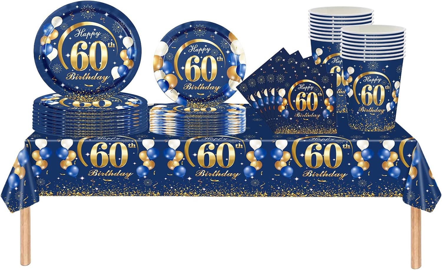 Navy Blue Gold 60th Birthday D - Table Number Gold 评论和价格