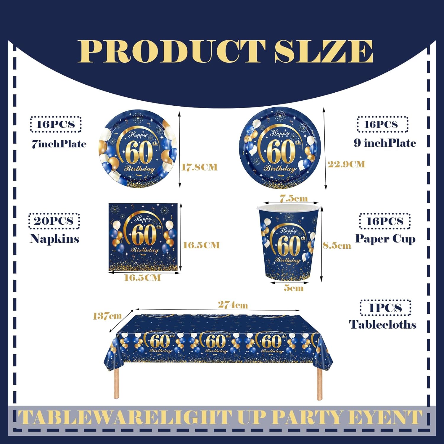Navy Blue Gold 60th Birthday D - Table Number Gold 评论和价格